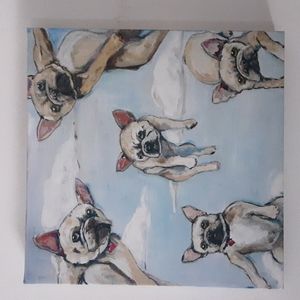 A Marmont Hill canvas, flying Frenchie's in the clouds,  18x18